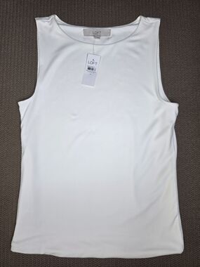 LOFT Women's White Sleeveless Shell Top Sz M